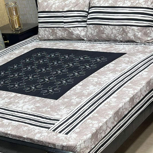 3 Pcs Cotton Sotton Patchwork Double Bedsheet