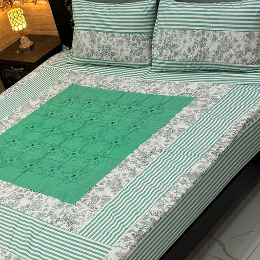 Charming 3 Pcs Double Bed Cotton Patchwork Set