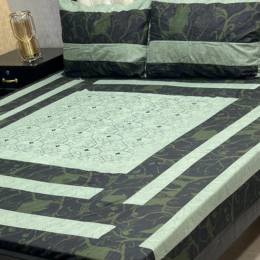 3 Pcs Cotton Sotton Patchwork Double Bedsheet